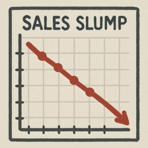 Graph showing a decline in antique booth sales representing a sales slump in an antique mall booth